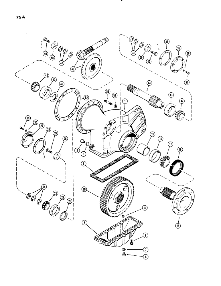 Схема запчастей Case 1150 - (075A) - FINAL DRIVE, 1ST USED TRANS. SN2663630 (04) - UNDERCARRIAGE