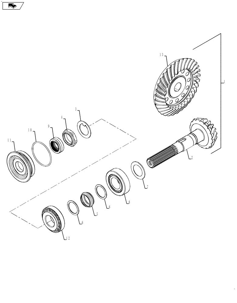 Схема запчастей Case 590SN - (25.102.01[03]) - AXLE, FRONT DRIVE - RING AND PINION (590SN) (25) - FRONT AXLE SYSTEM