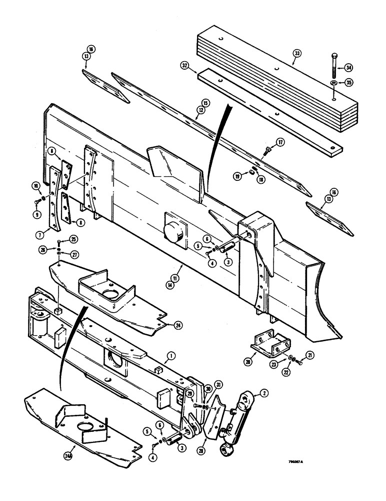 Схема запчастей Case 350B - (258) - DOZER LEVELING BEAM, BLADE, AND TILT CYLINDER (05) - UPPERSTRUCTURE CHASSIS