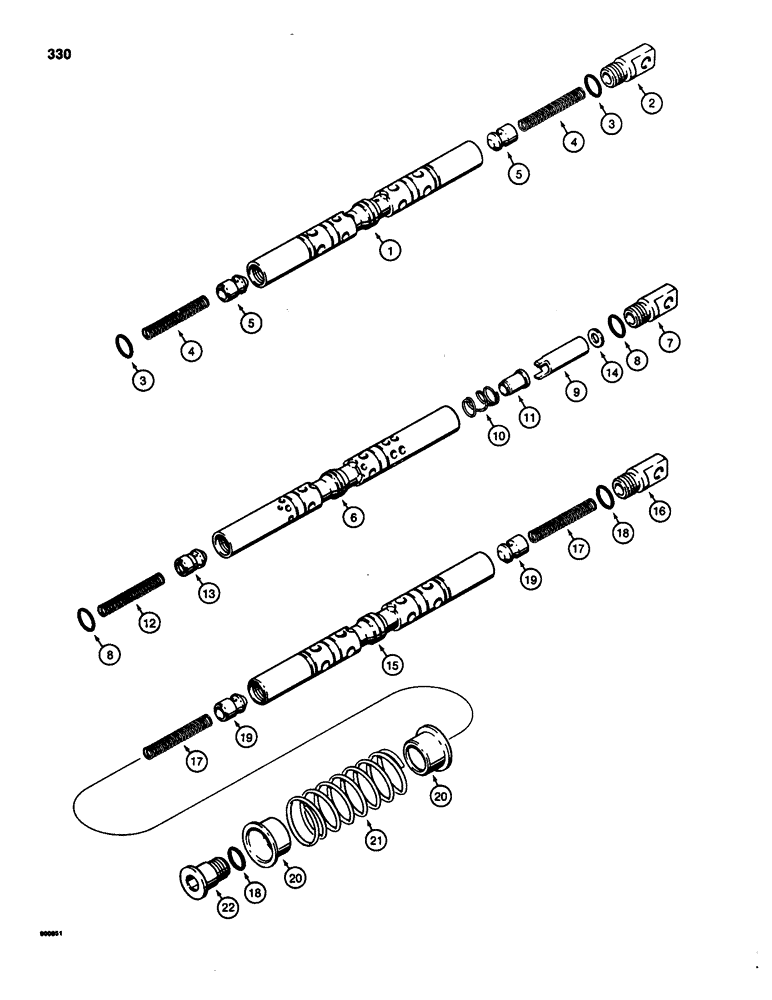 Схема запчастей Case 580SD - (330) - HYDRECO LOADER CONTROL VALVE, VALVE SPOOLS, BUCKET SPOOL (08) - HYDRAULICS