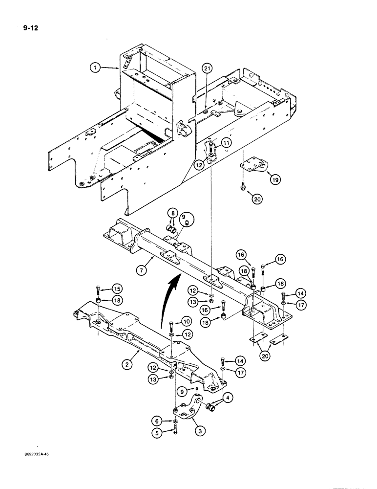 Схема запчастей Case 550 - (9-12) - MAIN AND ENGINE FRAME (09) - CHASSIS/ATTACHMENTS