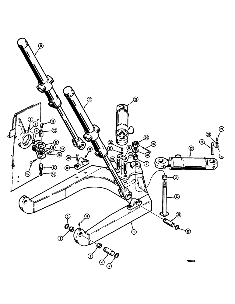 Схема запчастей Case 350B - (256) - DOZER C-FRAME AND CYLINDERS (05) - UPPERSTRUCTURE CHASSIS