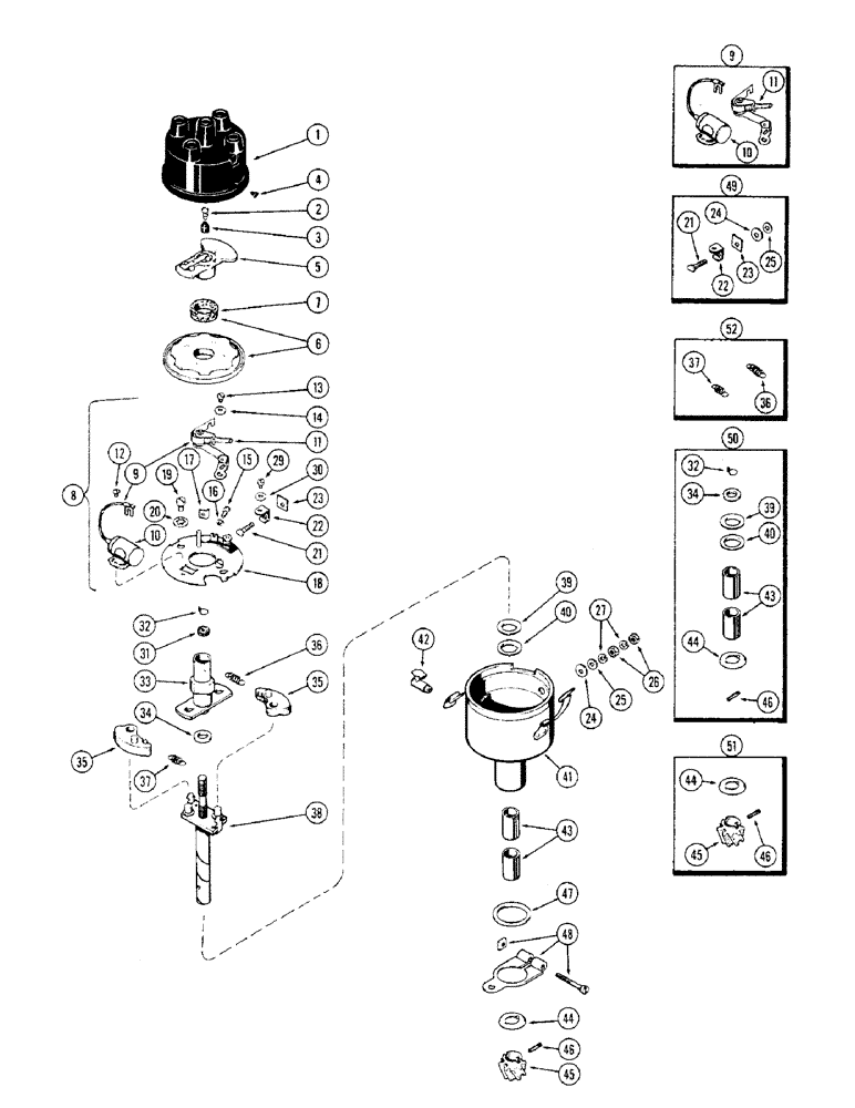 Схема запчастей Case 310G - (096) - DISTRIBUTOR, (148B) SPARK IGNITION ENGINE (06) - ELECTRICAL SYSTEMS