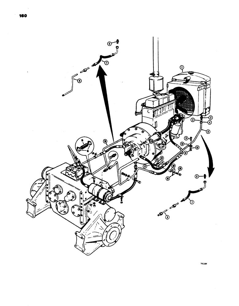 Схема запчастей Case 450 - (160) - BASIC TRACTOR HYDRAULICS, COOLING SYSTEM (03) - TRANSMISSION