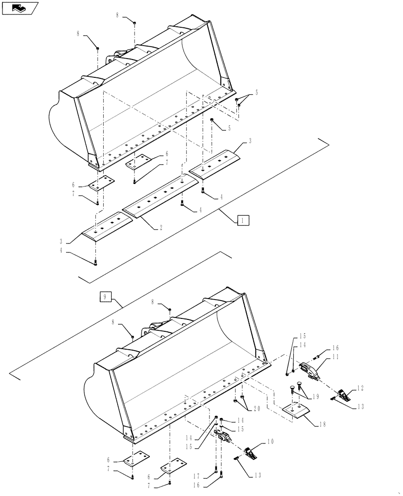 Схема запчастей Case 621F - (82.100.01[02]) - 2.75 CU YARD BUCKETS AND ATTACHMENTS (82) - FRONT LOADER & BUCKET