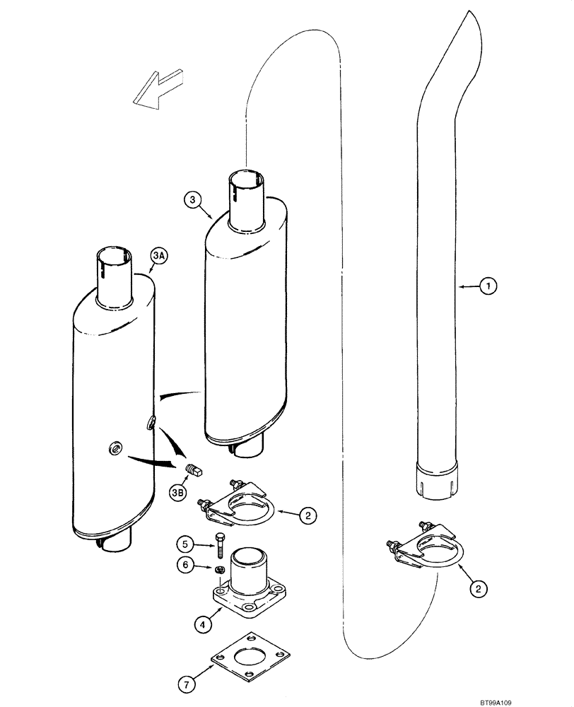 Схема запчастей Case 585G - (02-05) - MUFFLER - EXHAUST SYSTEM (02) - ENGINE