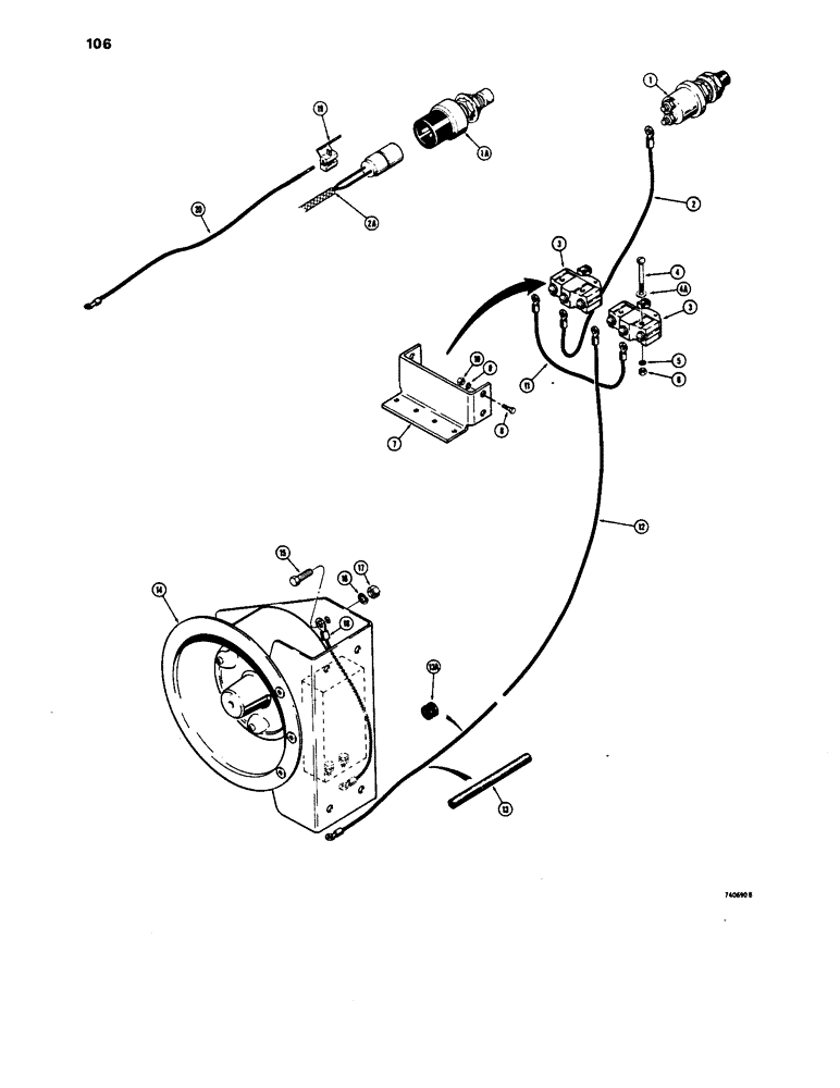 Схема запчастей Case 1450 - (106) - BACKUP ALARM (04) - ELECTRICAL SYSTEMS