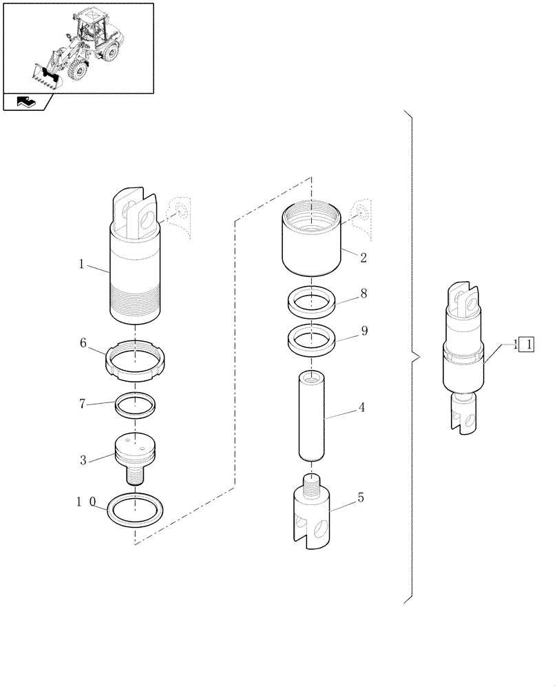 Схема запчастей Case 121E - (1.88.02[05]) - QUICK TOOL COUPLER CYLINDER (09) - LOADER/BACKHOE