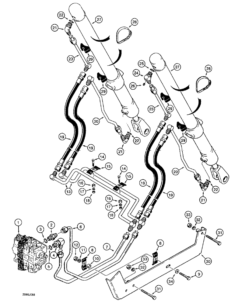 Схема запчастей Case 550E - (8-10) - DOZER LIFT HYDRAULIC CIRCUIT (08) - HYDRAULICS