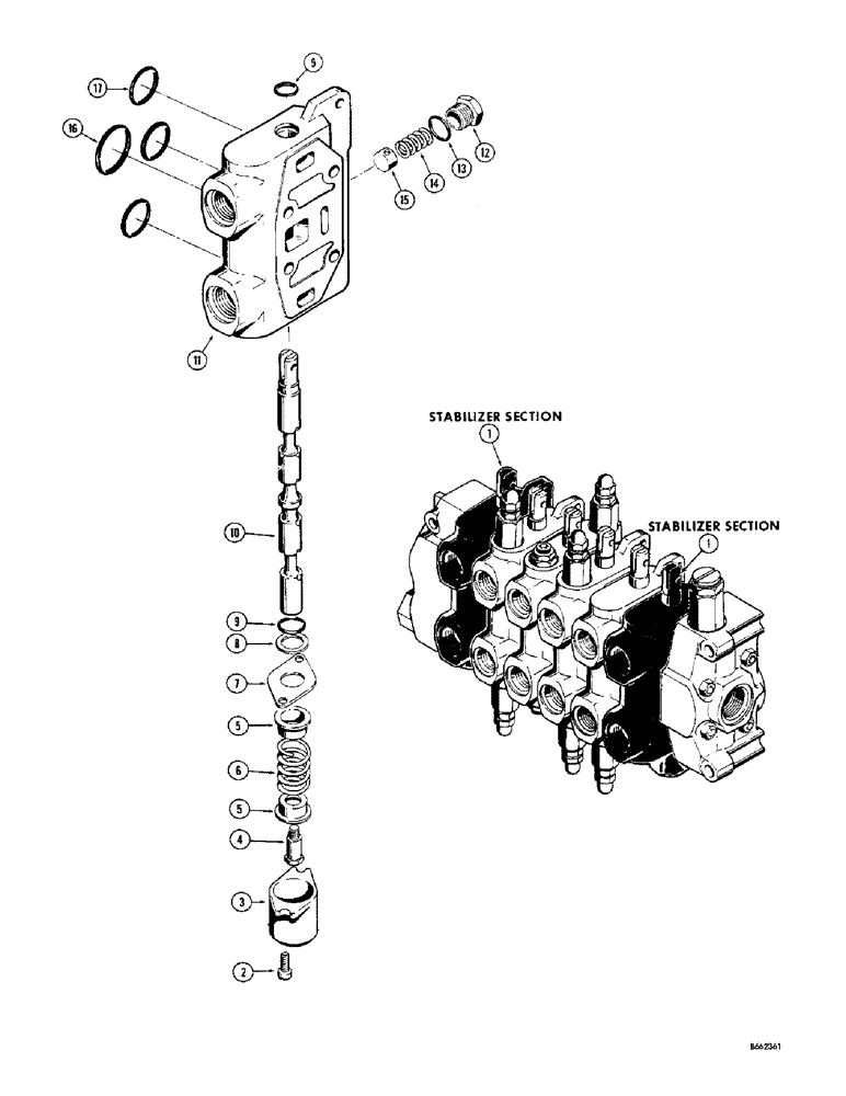 Схема запчастей Case 23 - (080) - D34206 BACKHOE STABILIZER SECTION 