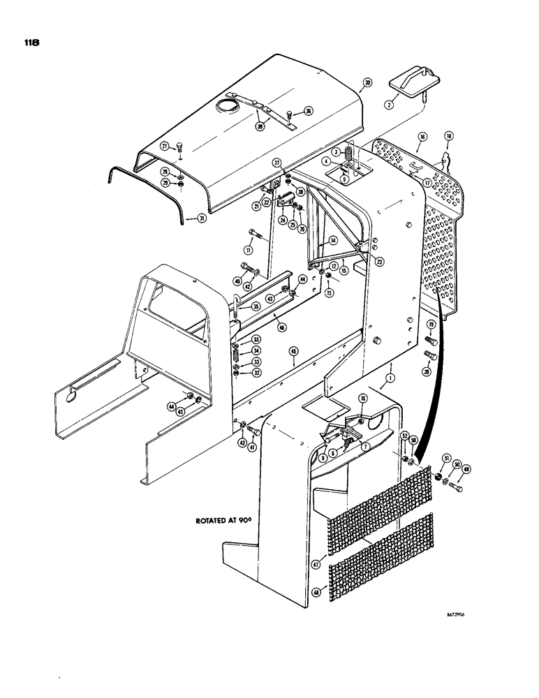 Схема запчастей Case 850 - (118) - HOOD, SHROUD AND GRILLE (05) - UPPERSTRUCTURE CHASSIS