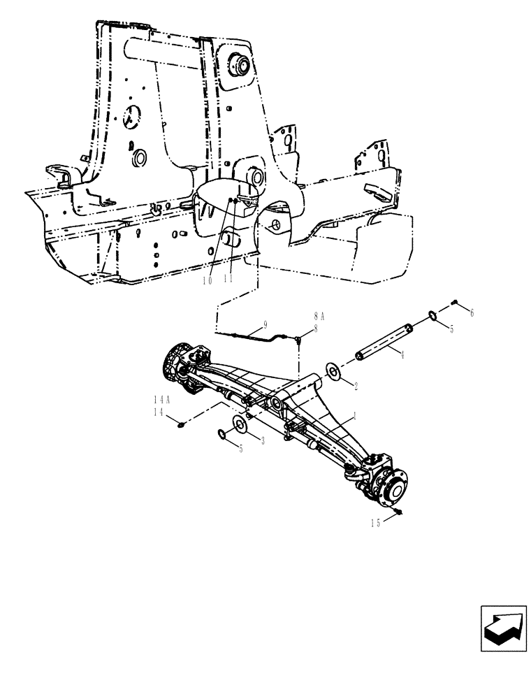 Схема запчастей Case 580SM - (44.100.15) - AXLE, FRONT (86990837) - MOUNTING (44) - WHEELS