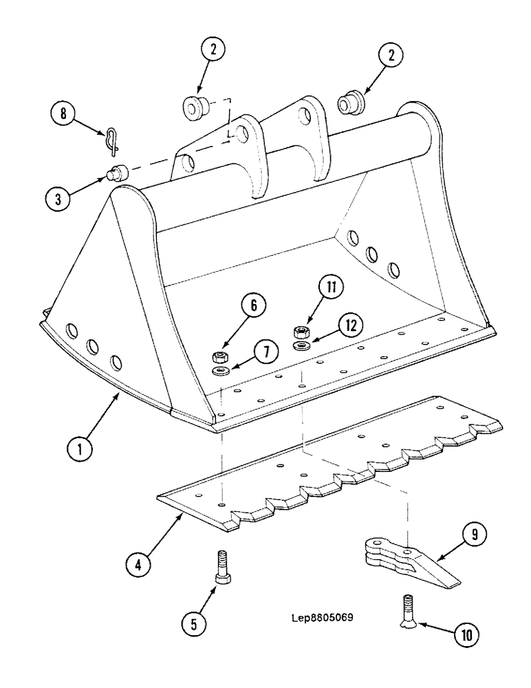 Схема запчастей Case 688C - (9G-24) - DITCH CLEANING BUCKET (420L 1.25M) (05.1) - UPPERSTRUCTURE CHASSIS/ATTACHMENTS