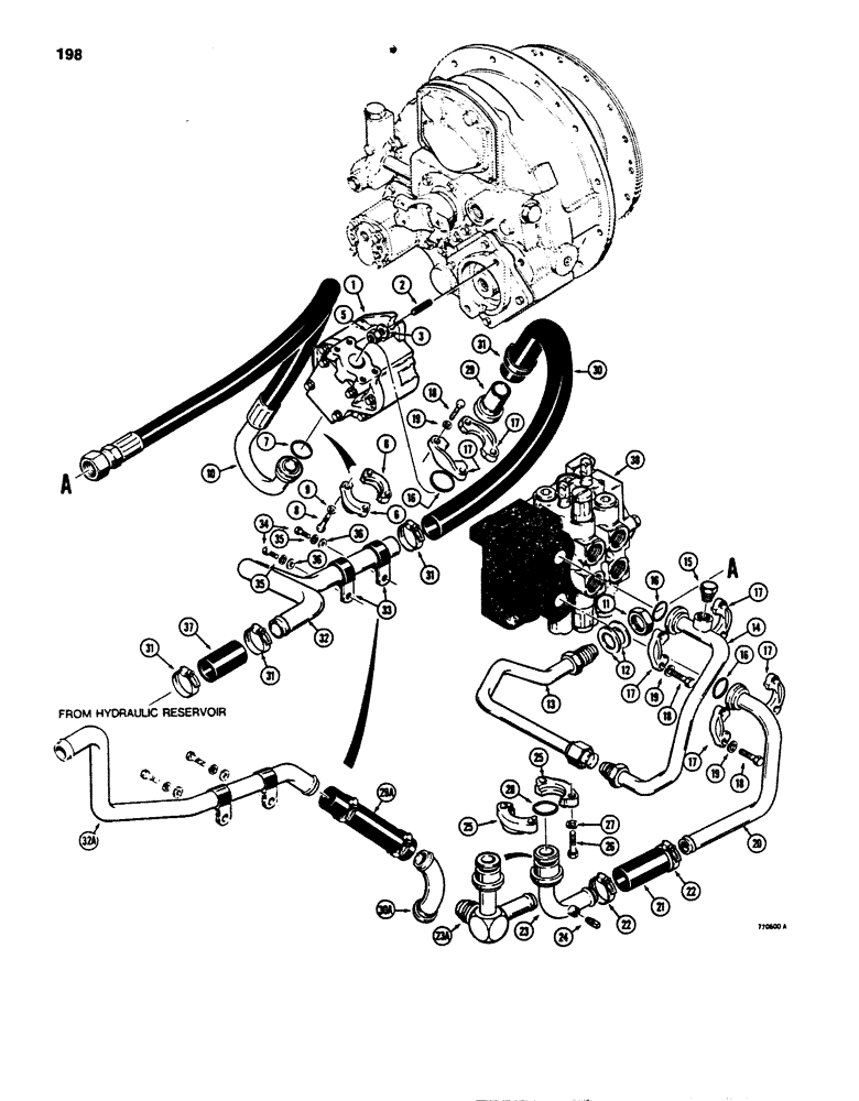 Схема запчастей Case 850B - (198) - EQUIPMENT HYDRAULIC CIRCUIT, PUMP TO RESERVOIR AND CONTROL VALVE (07) - HYDRAULIC SYSTEM