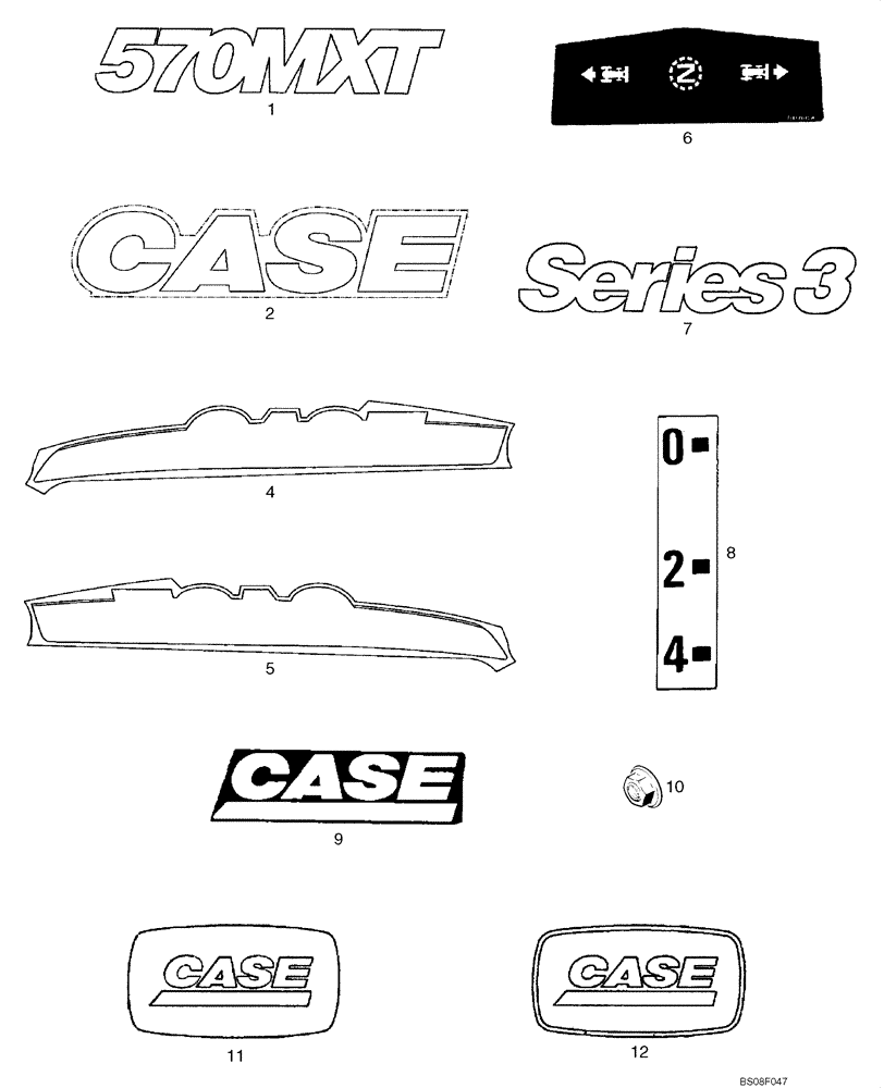 Схема запчастей Case 570MXT - (09-59) - DECALS (09) - CHASSIS/ATTACHMENTS