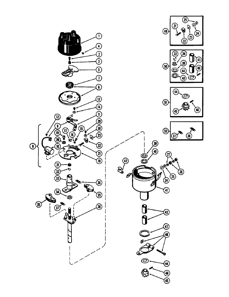 Схема запчастей Case 430CK - (054) - PARTS FOR G11051 DISTRIBUTOR, (148B) SPARK IGNITION ENGINE 