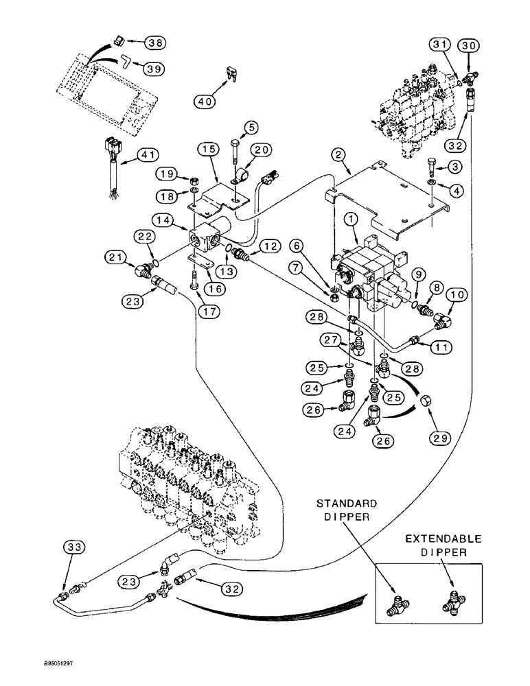 Схема запчастей Case 590L - (8-044) - BASIC AUX. HYD., MODELS W/ OR W/O EXTENDABLE DIPPER (COMMON PARTS), PRIOR TO TRAC. P.I.N. JJG0209066 (08) - HYDRAULICS