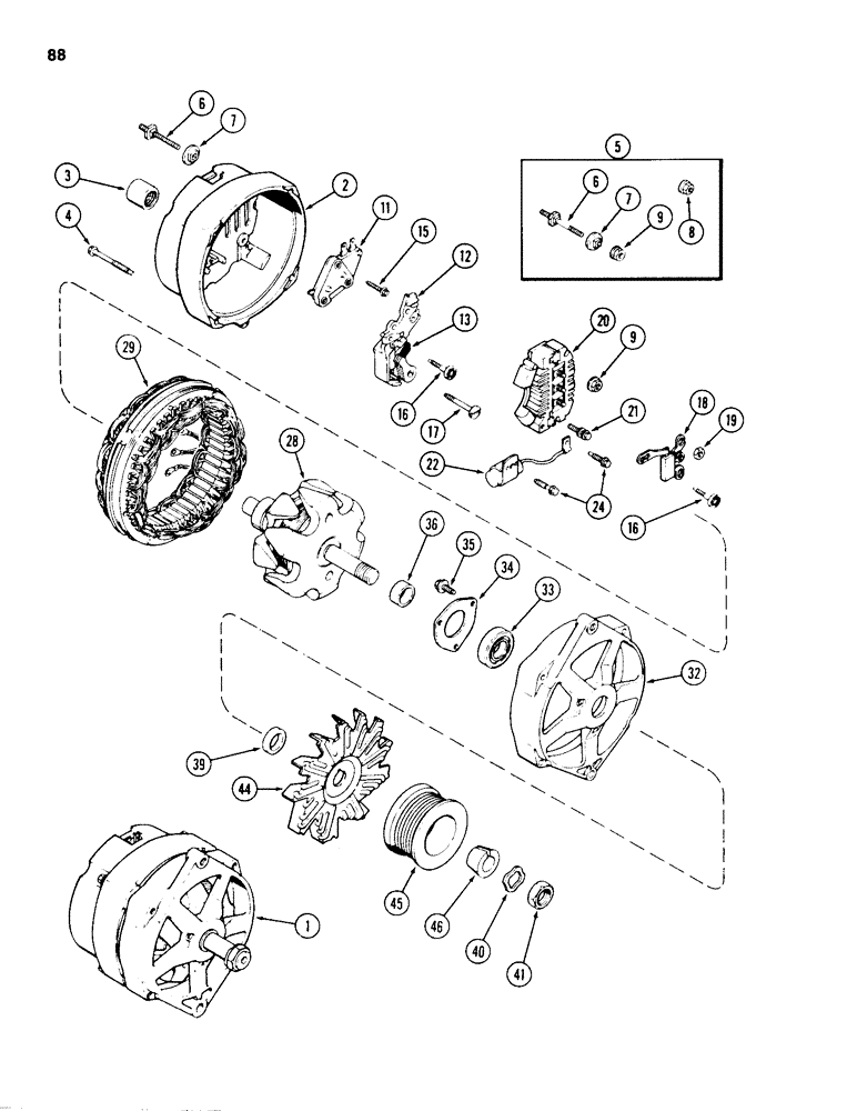 Схема запчастей Case 580SE - (088) - A167897 ALTERNATOR (04) - ELECTRICAL SYSTEMS