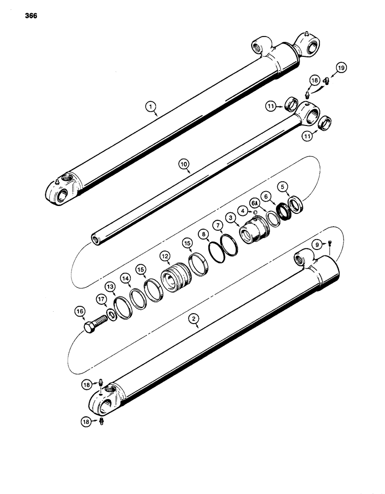 Схема запчастей Case 480D - (366) - G101206 AND G101207 LOADER LIFT CYLINDERS (35) - HYDRAULIC SYSTEMS