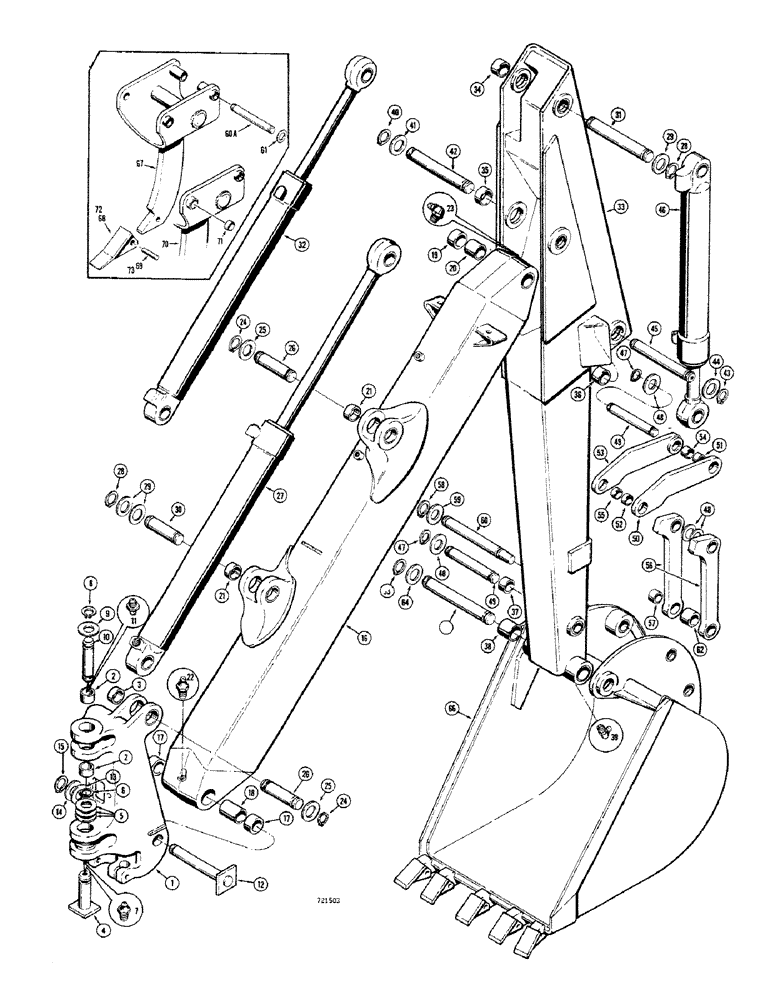 Схема запчастей Case 680CK - (214) - TOWER, BOOM, DIPPER ARM AND BUCKET (84) - BOOMS, DIPPERS & BUCKETS