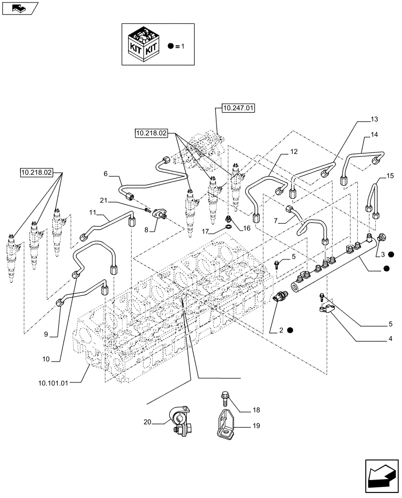 Схема запчастей Case F2CE9684C E020 - (10.218.03) - INJECTION EQUIPMENT - PIPING (504129899) (10) - ENGINE