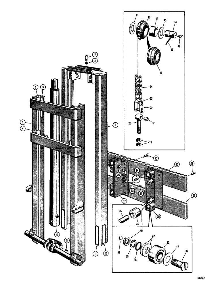 Схема запчастей Case 530 - (16) - MAST AND RELATED PARTS, HEAVY DUTY 12 FOOT MAST (83) - TELESCOPIC SINGLE ARM