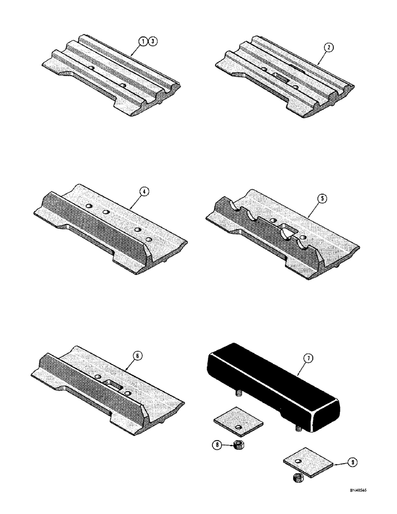 Схема запчастей Case 750 - (148) - TRACK SHOES (EYEBROW CUT), USED ON DRAWBAR AND DOZER MODELS BEFORE TRAC. S/N 7071626 (04) - UNDERCARRIAGE