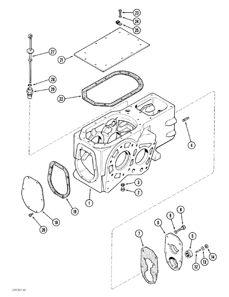 Схема запчастей Case 480F - (6-46) - TRANSAXLE TRANSMISSION HOUSING, 2 WHEEL DRIVE (06) - POWER TRAIN