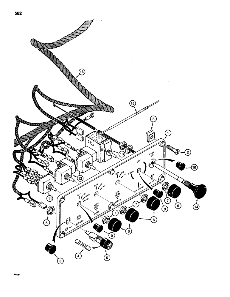 Схема запчастей Case 580D - (562) - CAB CONTROL PANEL AND WIRING (09) - CHASSIS/ATTACHMENTS