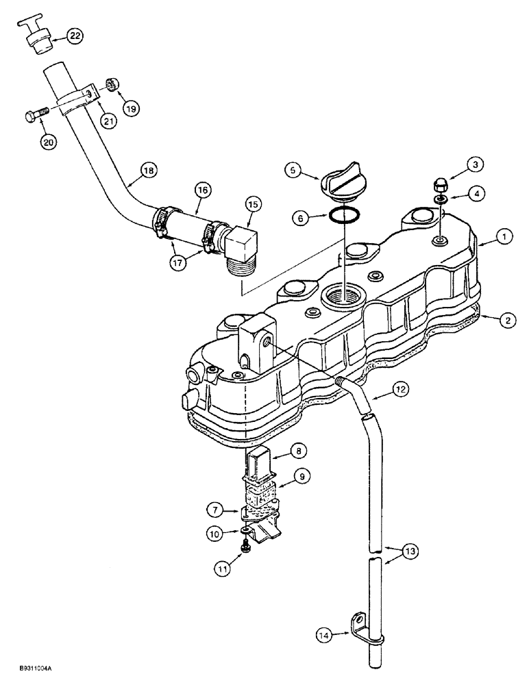 Схема запчастей Case 1838 - (2-10) - CYLINDER HEAD COVER, KUBOTA V2203 ENGINE (02) - ENGINE