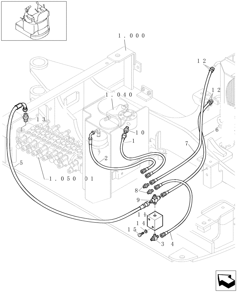 Схема запчастей Case CX16B - (1.050[23]) - RETURN PIPING (35) - HYDRAULIC SYSTEMS