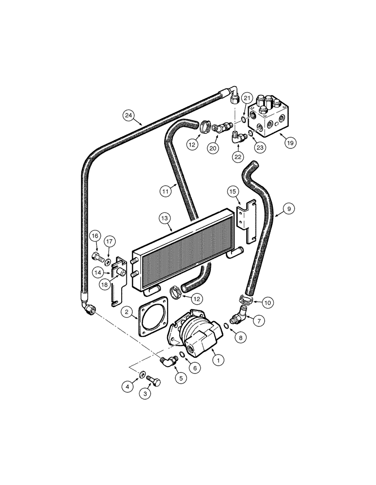 Схема запчастей Case 845 DHP - (08-062[01]) - ENGINE COOLING SYSTEM - REVERSE FAN HYDRAULIC PUMP (08) - HYDRAULICS