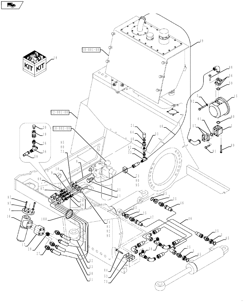 Схема запчастей Case SV223 - (06-002-00[01]) - HYDRAULIC CIRCUIT, STEERING (13) - STEERING SYSTEM