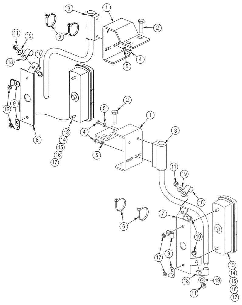 Схема запчастей Case 75XT - (04-29) - MOUNTING - LAMP ASSY, COMBINATION (04) - ELECTRICAL SYSTEMS