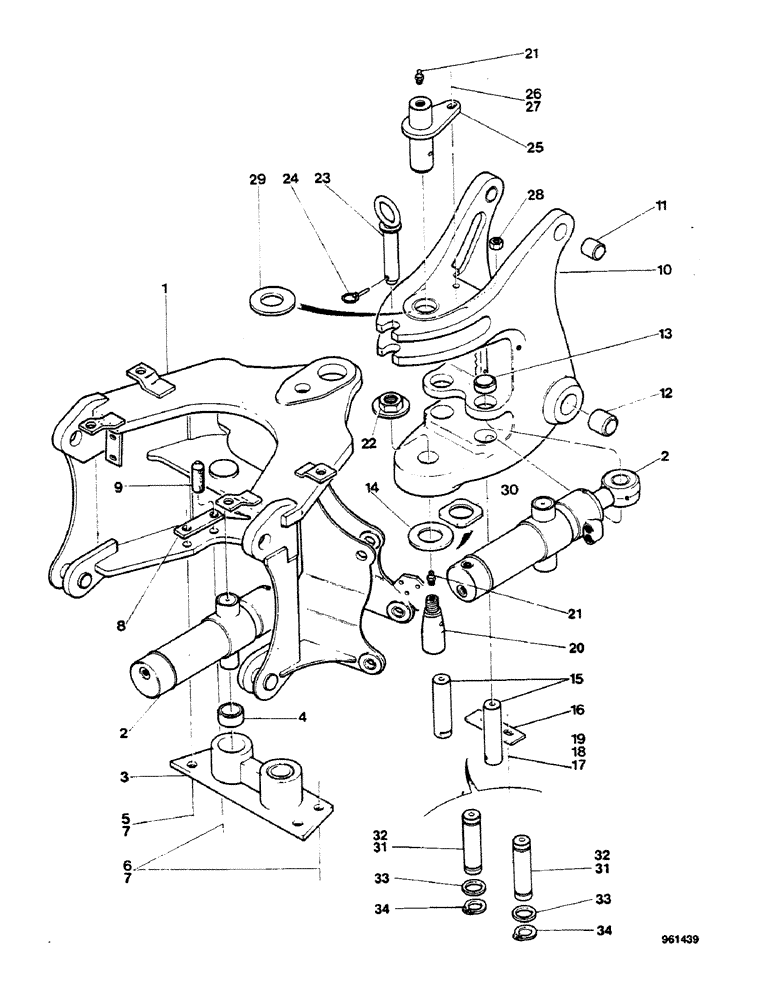 Схема запчастей Case 580G - (380) - AXIAL BACKHOE - SWING CYLINDERS AND SWING TOWER (09) - CHASSIS/ATTACHMENTS