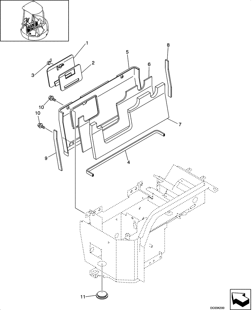 Схема запчастей Case CX47 - (09-42[00]) - HEATER SUPPORTS - CAB (09) - CHASSIS/ATTACHMENTS