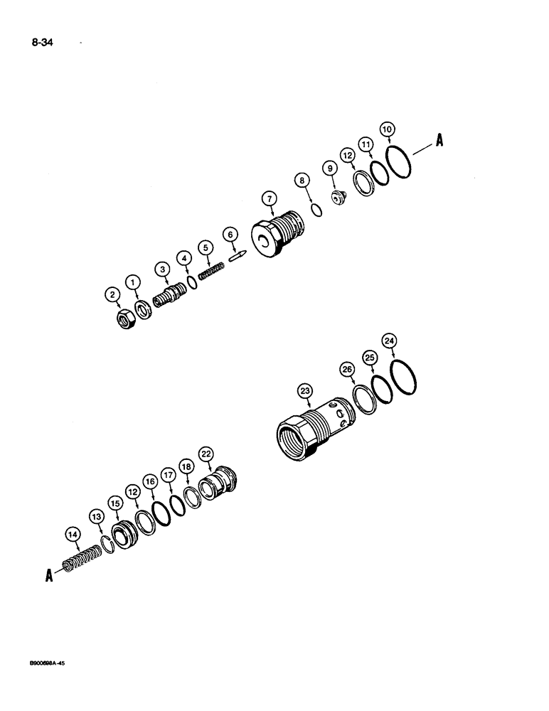 Схема запчастей Case 1085C - (8-034) - CIRCUIT RELIEF AND ANTI-CAVITATION VALVE - 1978264C1 (08) - HYDRAULICS