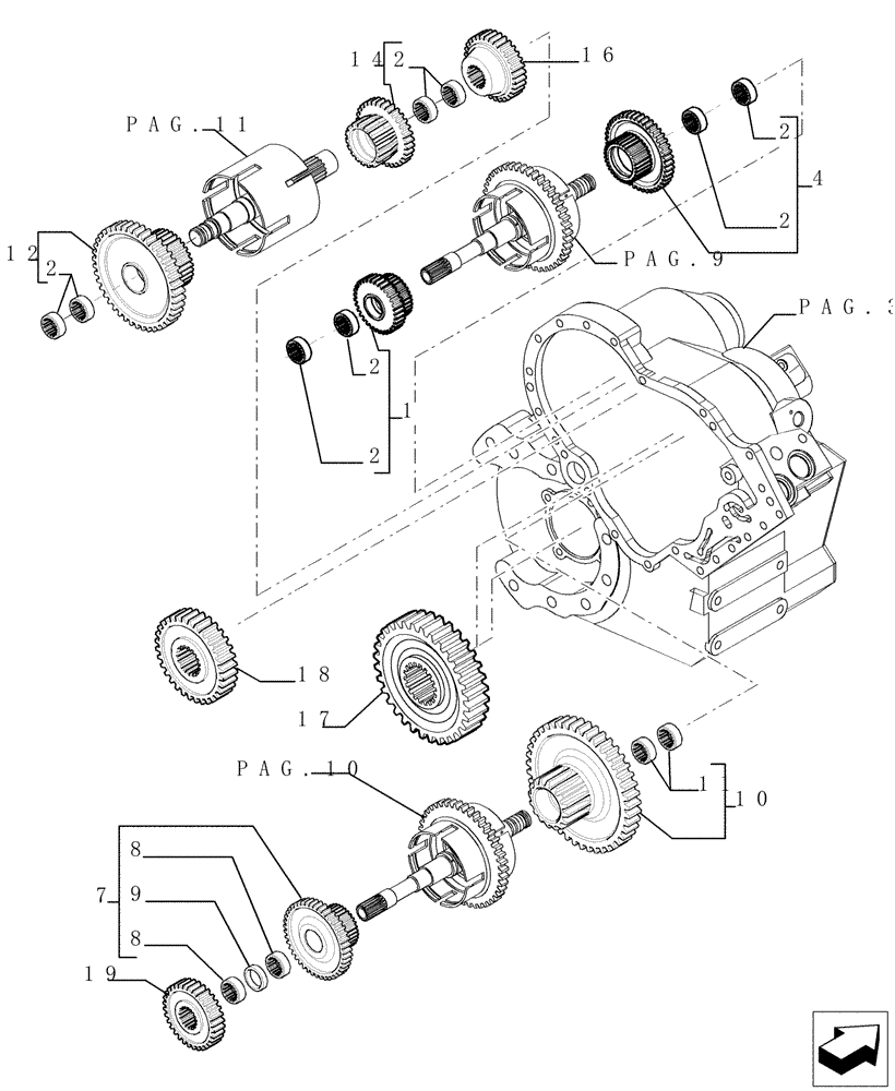 Схема запчастей Case TX1055 - (1.28.A[05]) - TRANSMISSION - COMPONENTS (21) - TRANSMISSION