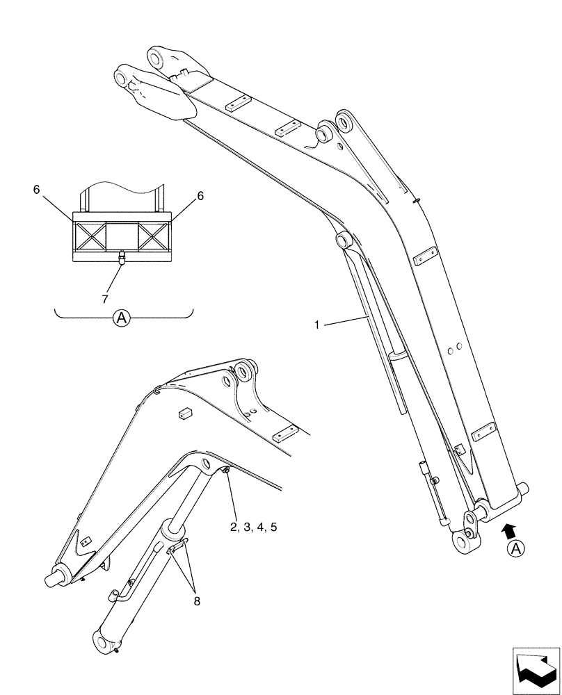 Схема запчастей Case CX36B - (03-001[02]) - BOOM GROUP (84) - BOOMS, DIPPERS & BUCKETS