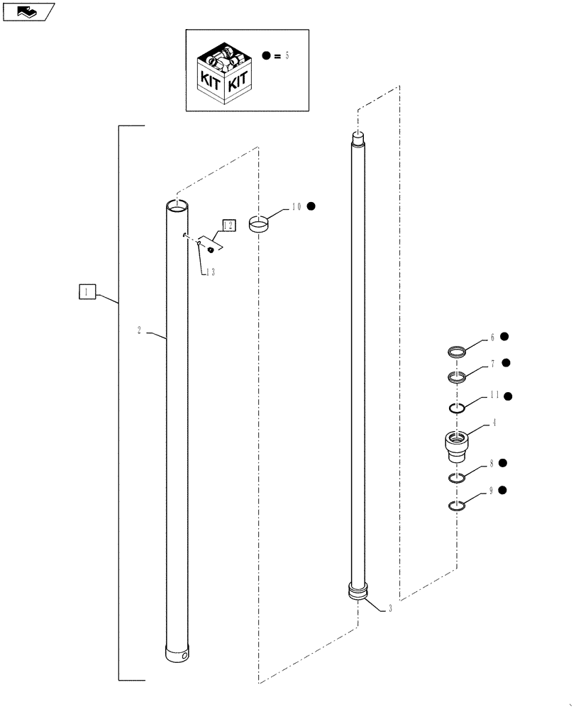 Схема запчастей Case 586H - (35.740.06) - CYLINDER ASSEMBLY MAST LIFT 6000 LB 22 FEET (35) - HYDRAULIC SYSTEMS