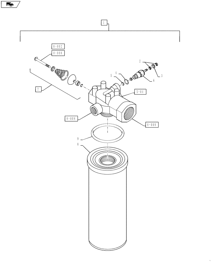 Схема запчастей Case 580SL - (8-144) - HYDRAULIC OIL FILTER (08) - HYDRAULICS