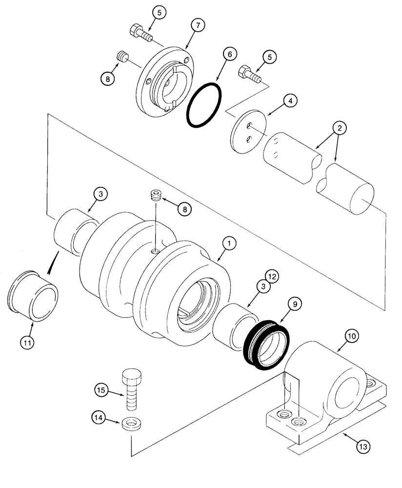 Схема запчастей Case 9050 - (5-10) - TRACK CARRIER ROLLER, STANDARD MODELS (ALL BUT TIMBER KING) AND MANUFACTURED BY SUMITOMO (11) - TRACKS/STEERING