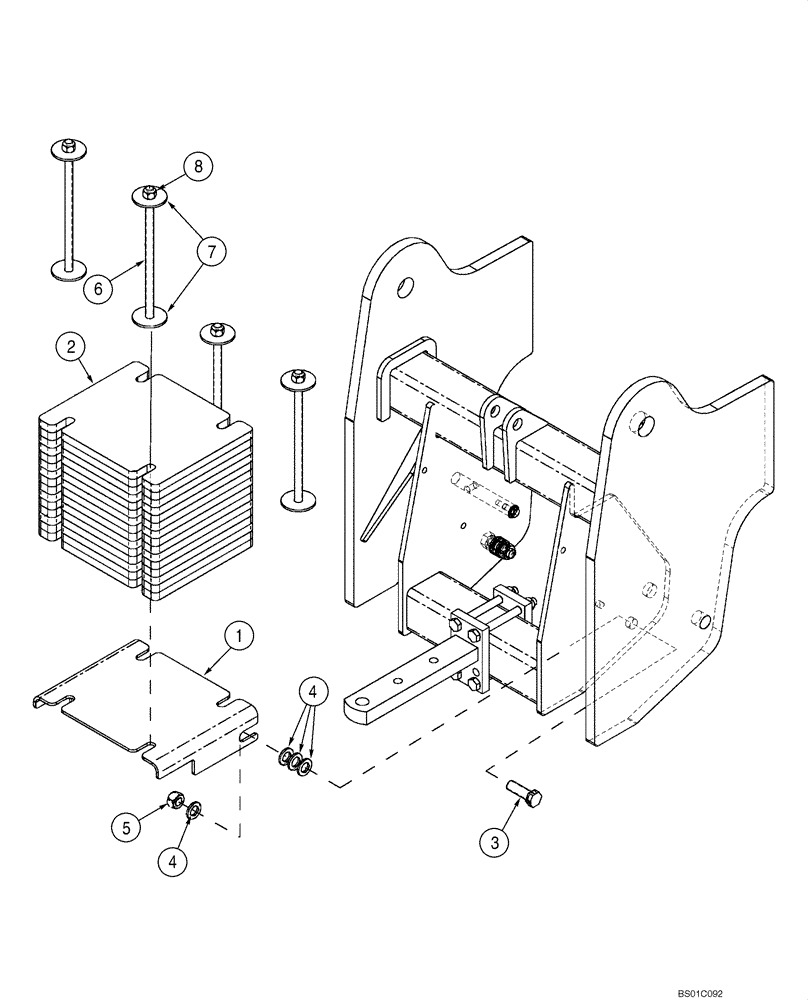 Схема запчастей Case 570MXT - (09-17) - COUNTERWEIGHT, REAR (STACKABLE) (09) - CHASSIS/ATTACHMENTS