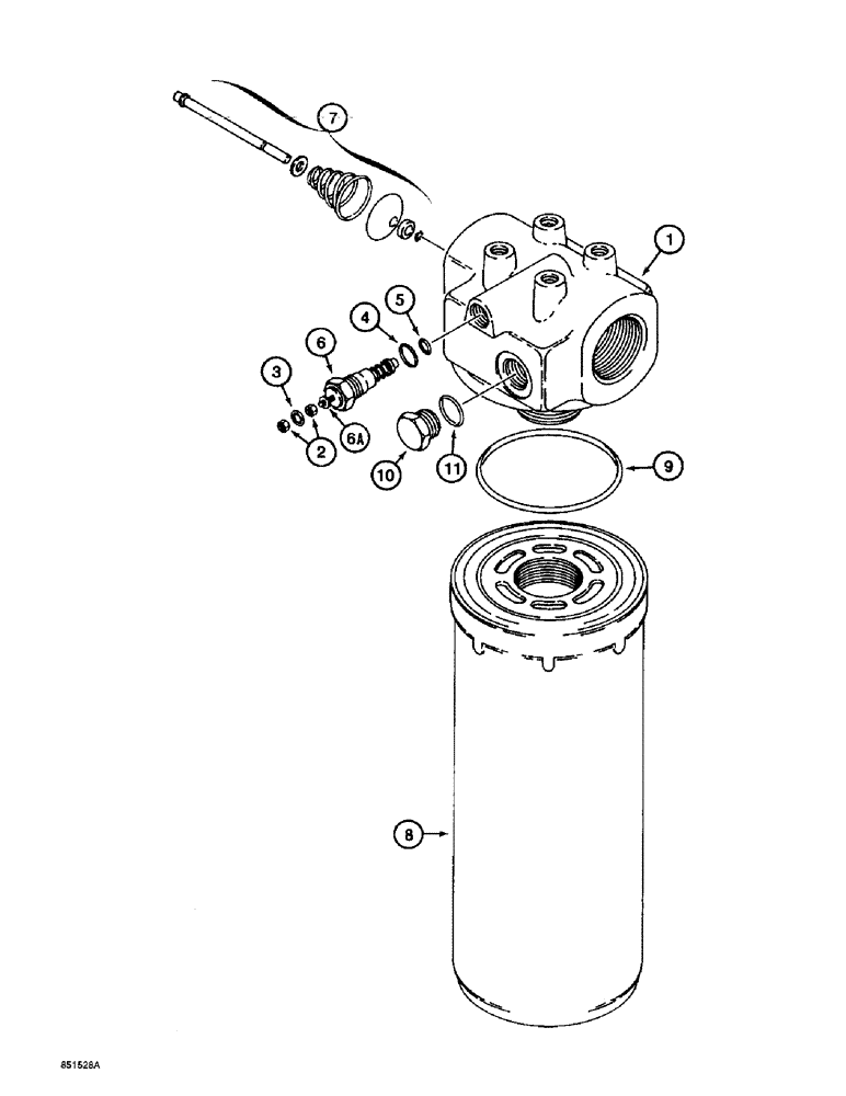 Схема запчастей Case 560 - (8-018) - HYDRAULIC OIL RETURN AND CHARGE FILTER ASSEMBLY - D125507 (08) - HYDRAULICS