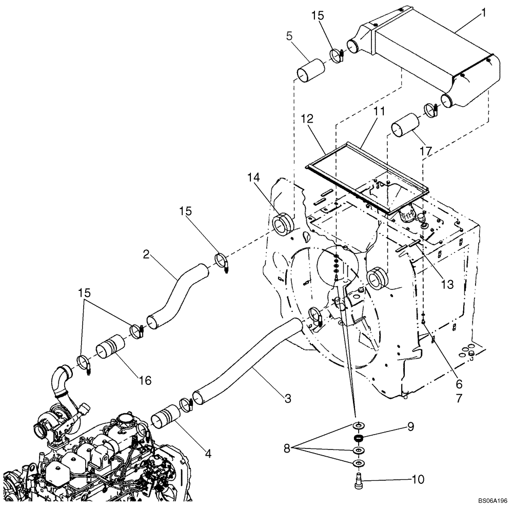 Схема запчастей Case 621D - (02-22) - TURBOCHARGER SYSTEM (02) - ENGINE