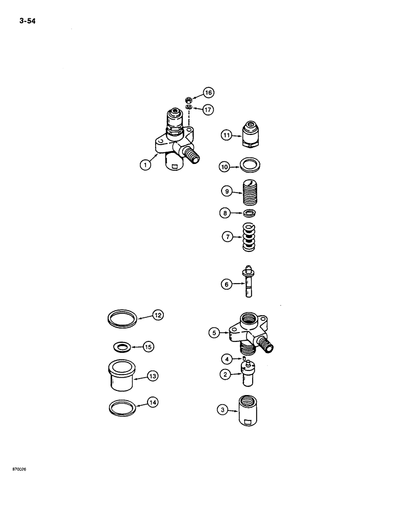 Схема запчастей Case CASE - (3-54) - INJECTOR NOZZLE AND HOLDER (03) - FUEL SYSTEM