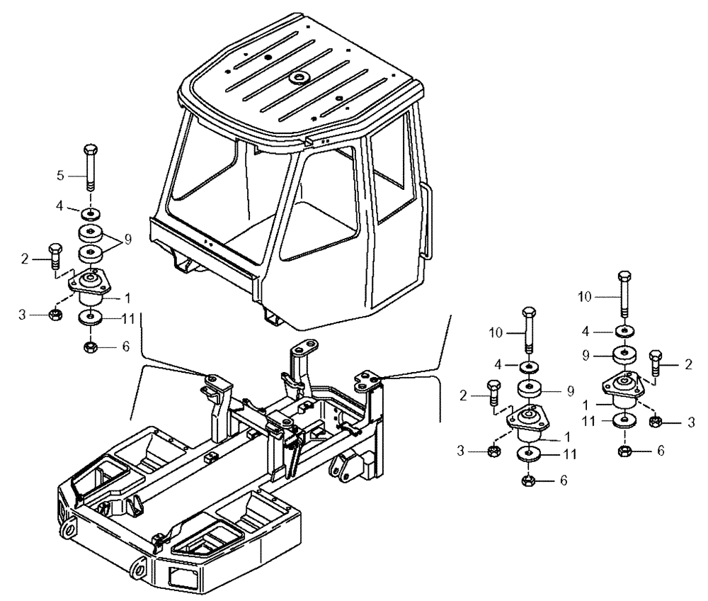 Схема запчастей Case 330 - (52A00010545[01]) - ROPS CAB INSTALLATION (10) - Cab/Cowlings