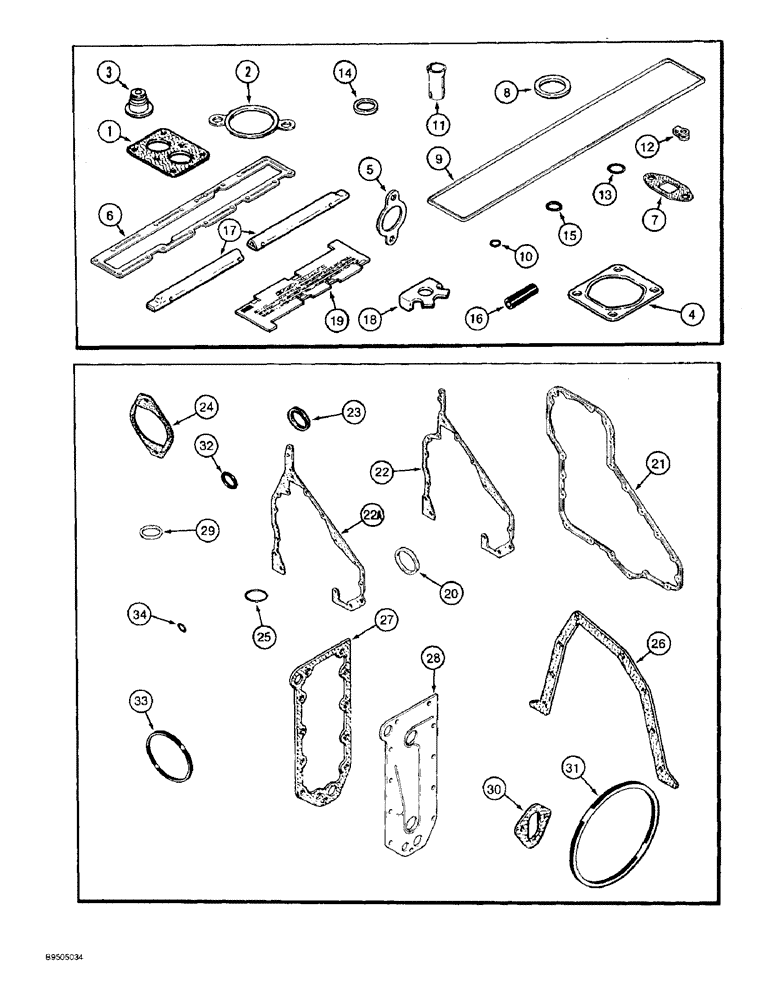 Схема запчастей Case 821B - (2-46) - GASKET KITS, 6T-830 ENGINE, PRIOR TO P.I.N. JEE0050601, VALVE GRIND, CYLINDER BLOCK (02) - ENGINE