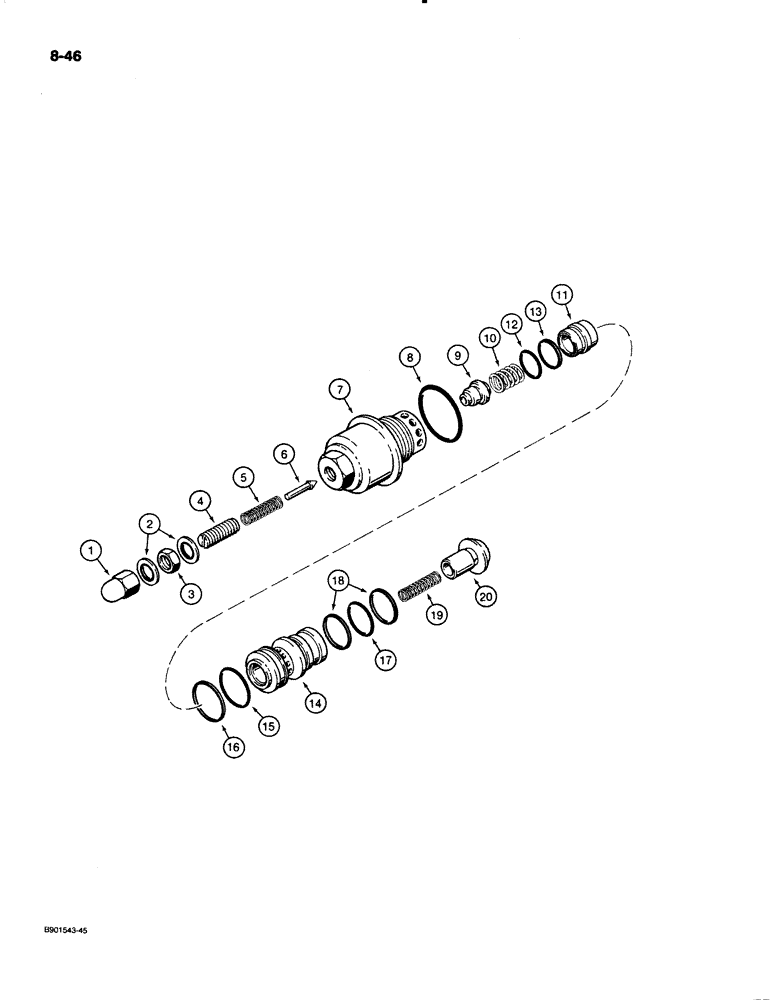 Схема запчастей Case W20C - (8-46) - D146629 CIRCUIT RELIEF VALVE (08) - HYDRAULICS