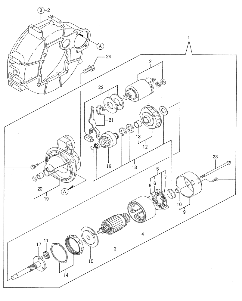 Схема запчастей Case CX31B - (08-015) - STARTING MOTOR (55) - ELECTRICAL SYSTEMS